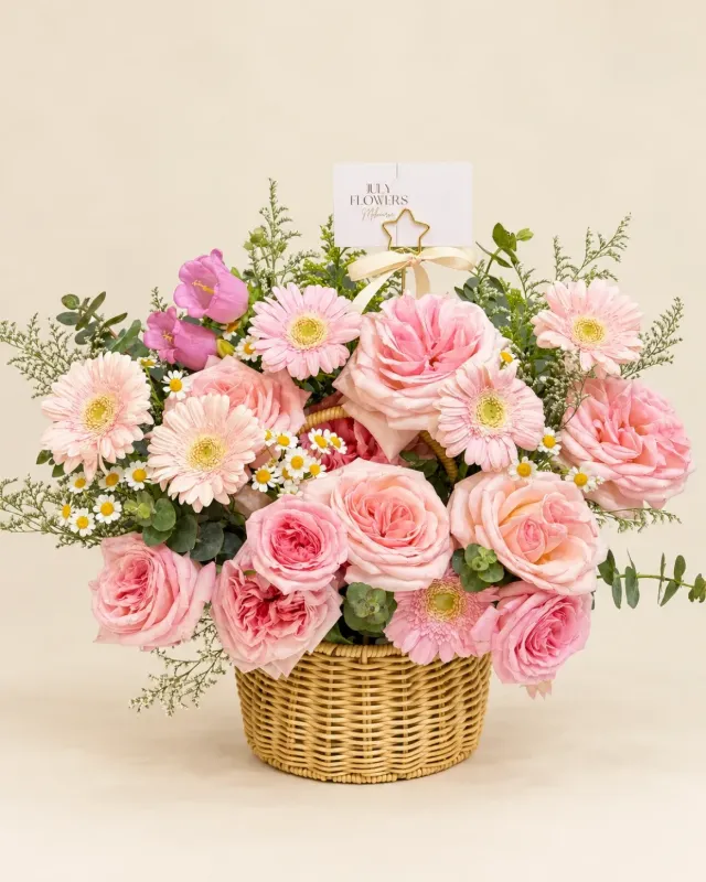 Blush Garden Flower Basket